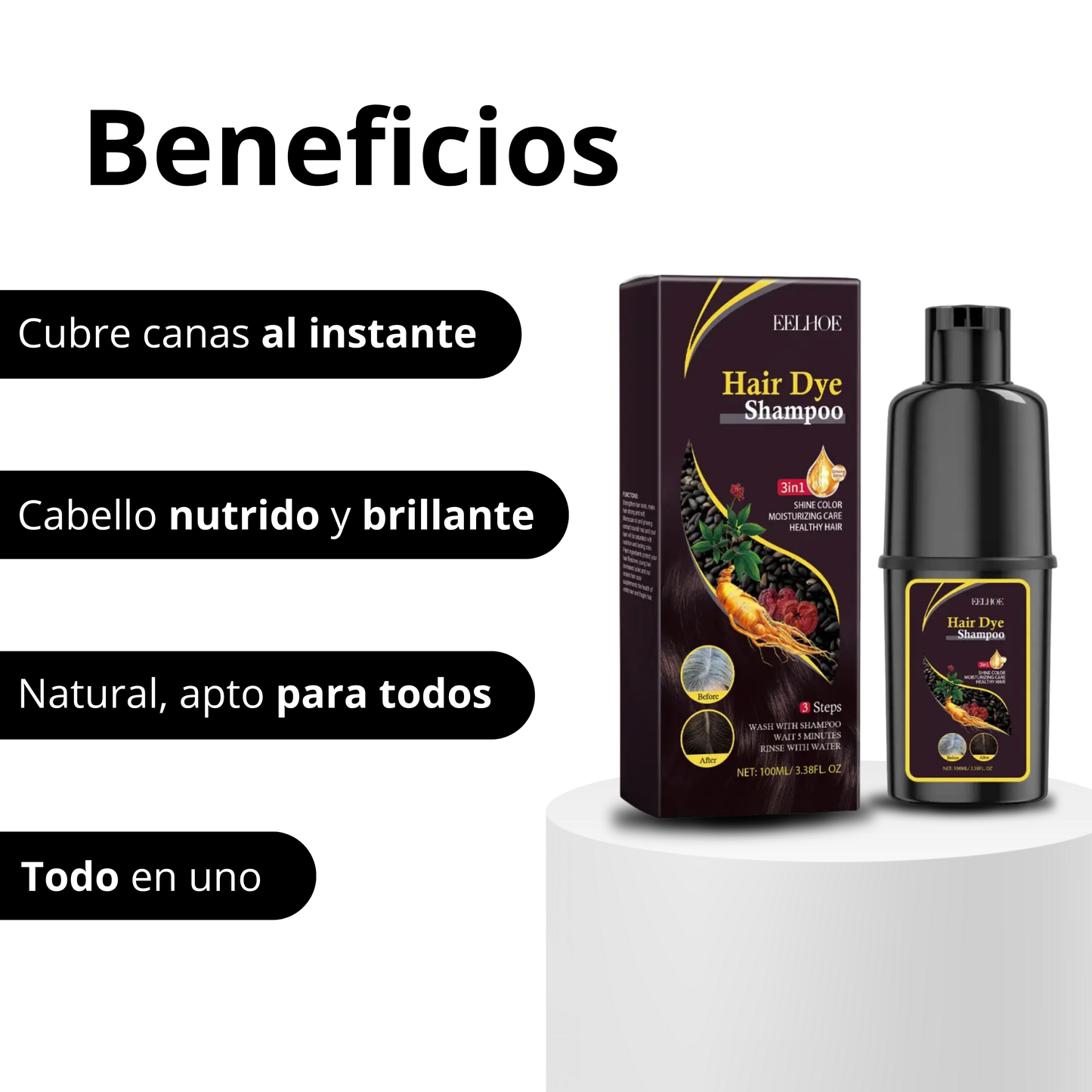 Champú 3 en 1 - Anti canas | 100ml